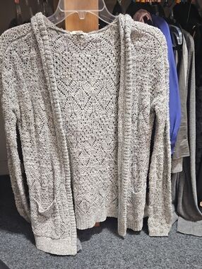 Mudd Light Gray Open-Front Knit Cardigan Sweater - Women